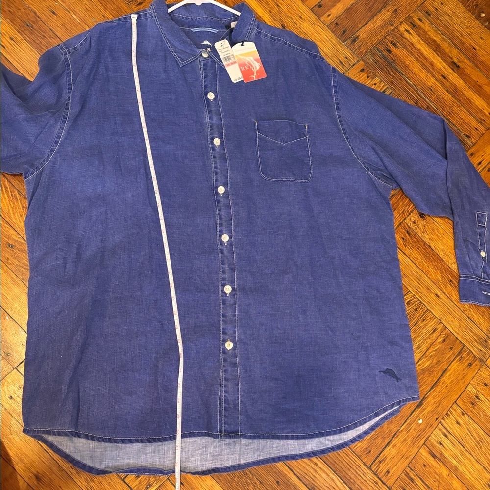 Tommy Bahama Sea Glass Breezer Linen Shirt 3XL Blue Long Sleeve NWT